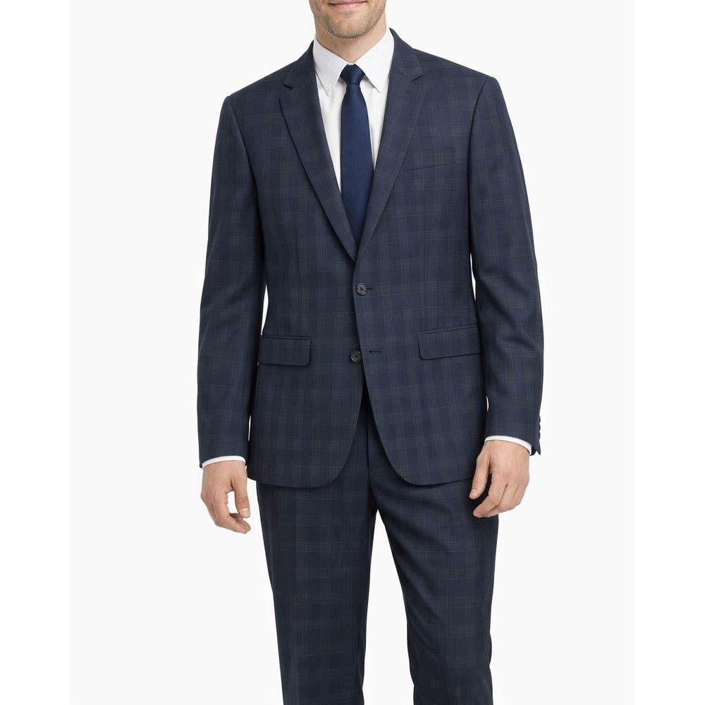 BANANA REPUBLIC Tailored Fit Blue Plaid 2‎ pc. Suit - Coat 40S Pants W34 L25.5